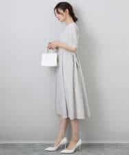 FKEGA55230 MK MICHEL KLEIN(MK ミッシェルクラン) サイドベルトデザイン ウエストタックストレッチワンピース/洗える ダークグレー