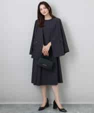 FKEGA55230 MK MICHEL KLEIN(MK ミッシェルクラン) サイドベルトデザイン ウエストタックストレッチワンピース/洗える ダークグレー