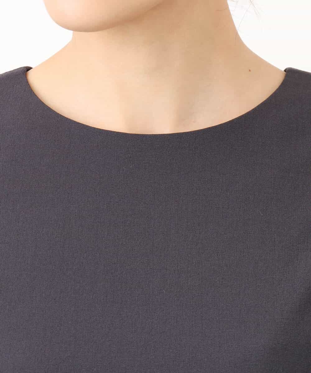 FKEGA55230 MK MICHEL KLEIN(MK ミッシェルクラン) サイドベルトデザイン ウエストタックストレッチワンピース/洗える ダークグレー