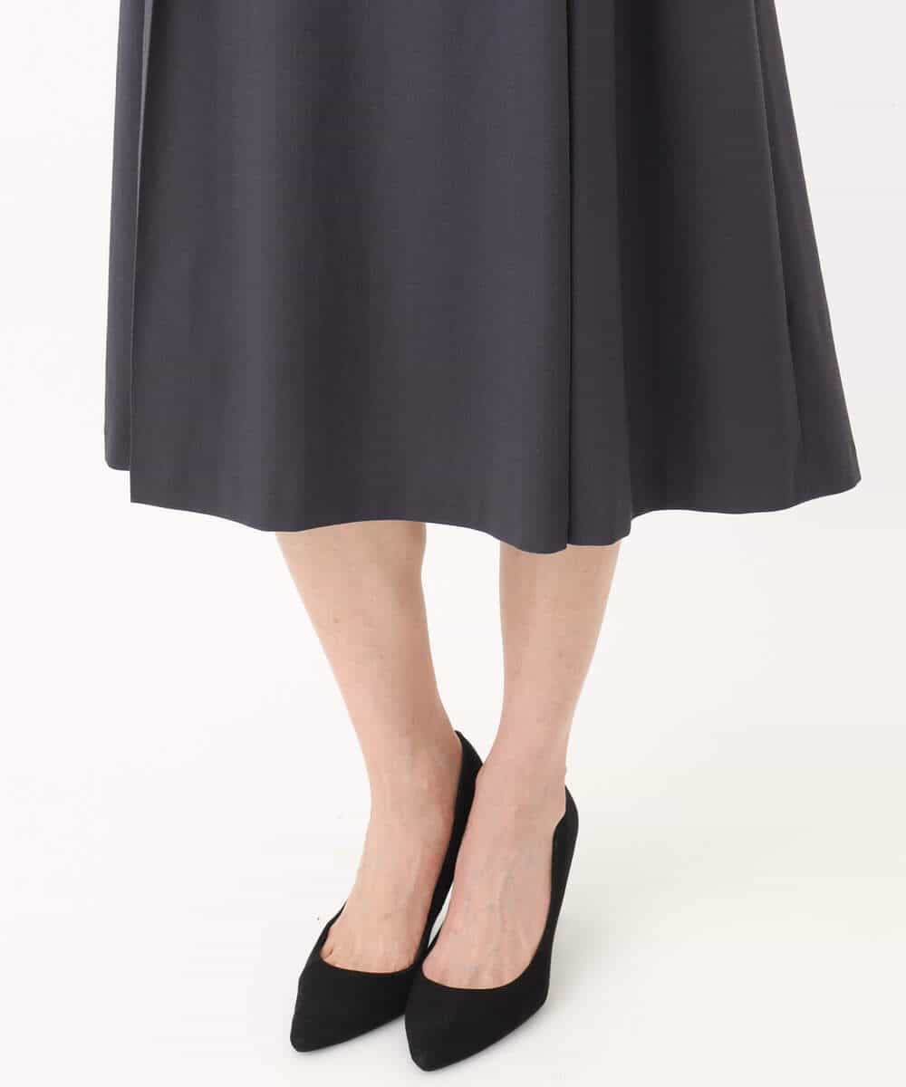 FKEGA55230 MK MICHEL KLEIN(MK ミッシェルクラン) サイドベルトデザイン ウエストタックストレッチワンピース/洗える ダークグレー