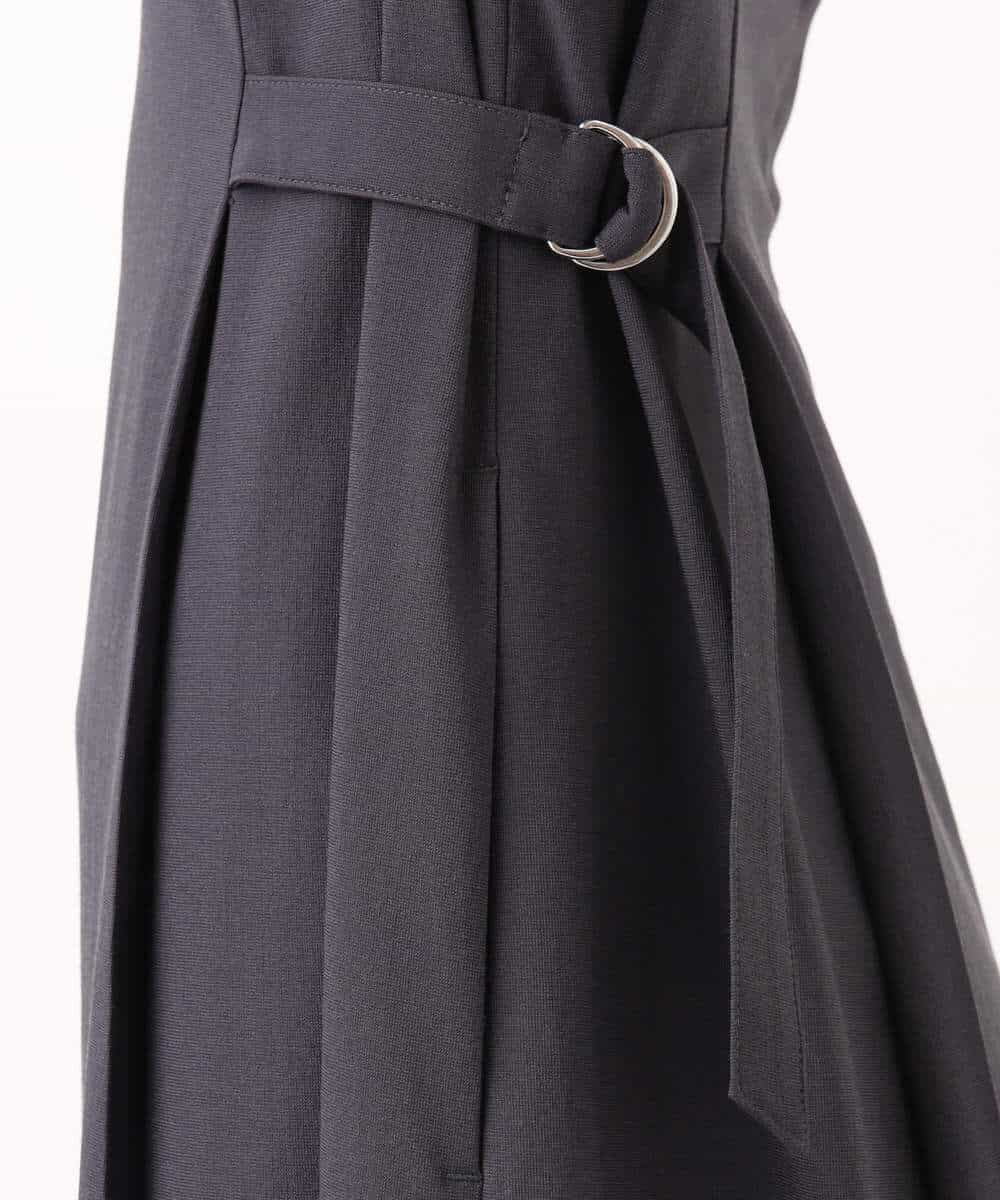 FKEGA55230 MK MICHEL KLEIN(MK ミッシェルクラン) サイドベルトデザイン ウエストタックストレッチワンピース/洗える ダークグレー