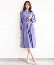 FKEGD26210 MK MICHEL KLEIN(MK ミッシェルクラン) サテンギャザーワンピース/洗える ダークグレー