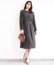 FKEGD26210 MK MICHEL KLEIN(MK ミッシェルクラン) サテンギャザーワンピース/洗える ダークグレー