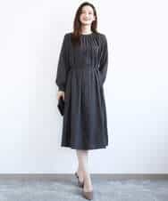 FKEGD26210 MK MICHEL KLEIN(MK ミッシェルクラン) サテンギャザーワンピース/洗える ダークグレー