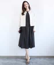 FKEGD26210 MK MICHEL KLEIN(MK ミッシェルクラン) サテンギャザーワンピース/洗える ダークグレー