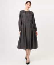 FKEGD26210 MK MICHEL KLEIN(MK ミッシェルクラン) サテンギャザーワンピース/洗える ダークグレー