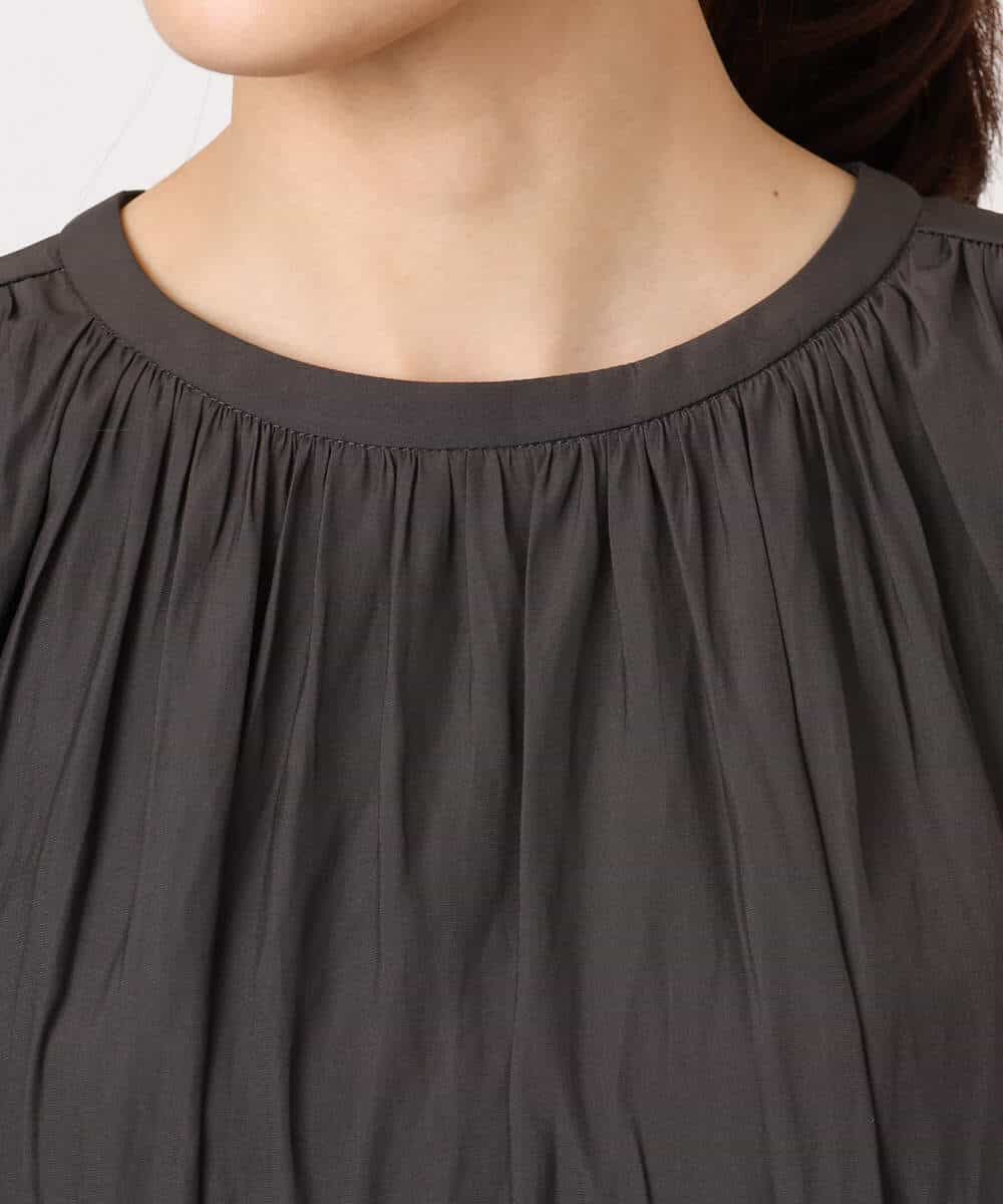 FKEGD26210 MK MICHEL KLEIN(MK ミッシェルクラン) サテンギャザーワンピース/洗える ダークグレー