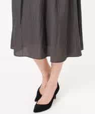 FKEGD26210 MK MICHEL KLEIN(MK ミッシェルクラン) サテンギャザーワンピース/洗える ダークグレー