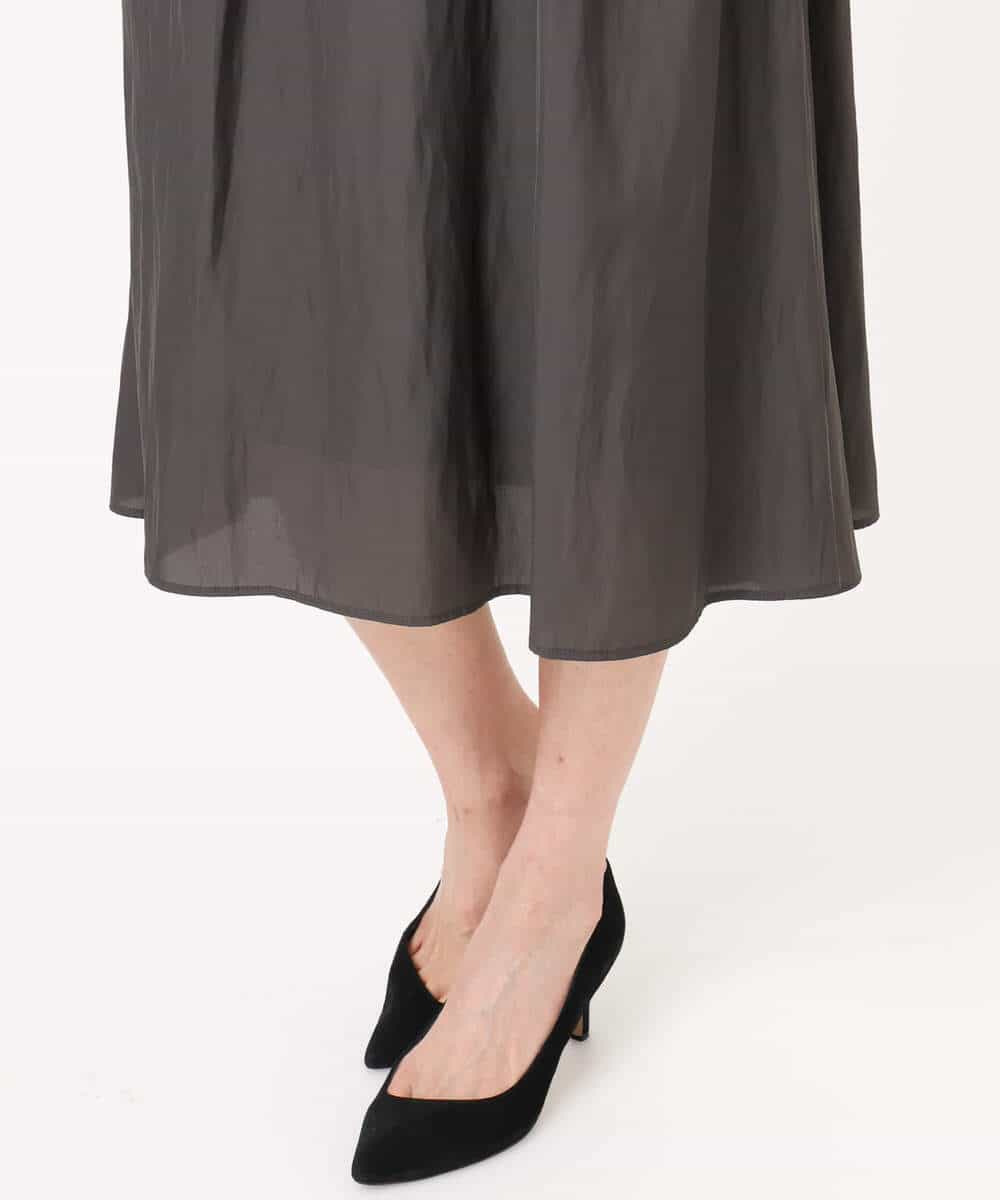 FKEGD26210 MK MICHEL KLEIN(MK ミッシェルクラン) サテンギャザーワンピース/洗える ダークグレー