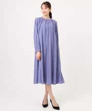 FKEGD26210 MK MICHEL KLEIN(MK ミッシェルクラン) サテンギャザーワンピース/洗える ダークグレー