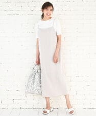 FKEGD37210 MK MICHEL KLEIN(MK ミッシェルクラン) サテンキャミワンピース/洗える ベージュ