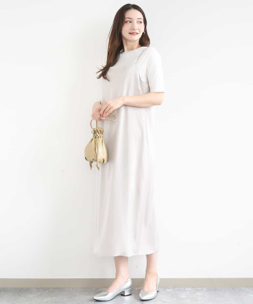 FKEGD37210 MK MICHEL KLEIN(MK ミッシェルクラン) サテンキャミワンピース/洗える ベージュ