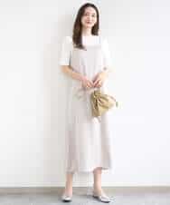 FKEGD37210 MK MICHEL KLEIN(MK ミッシェルクラン) サテンキャミワンピース/洗える ブラウン