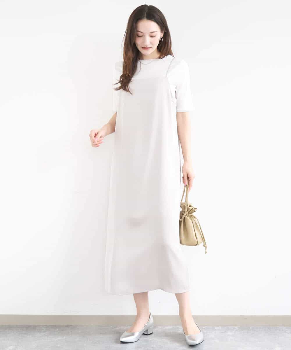 FKEGD37210 MK MICHEL KLEIN(MK ミッシェルクラン) サテンキャミワンピース/洗える ブラウン