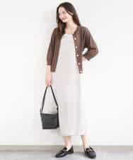 FKEGD37210 MK MICHEL KLEIN(MK ミッシェルクラン) サテンキャミワンピース/洗える ブラウン