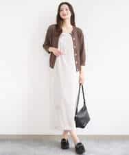 FKEGD37210 MK MICHEL KLEIN(MK ミッシェルクラン) サテンキャミワンピース/洗える ブラウン