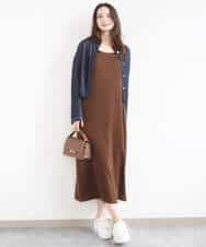 FKEGD37210 MK MICHEL KLEIN(MK ミッシェルクラン) サテンキャミワンピース/洗える ブラウン