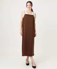 FKEGD37210 MK MICHEL KLEIN(MK ミッシェルクラン) サテンキャミワンピース/洗える ブラウン