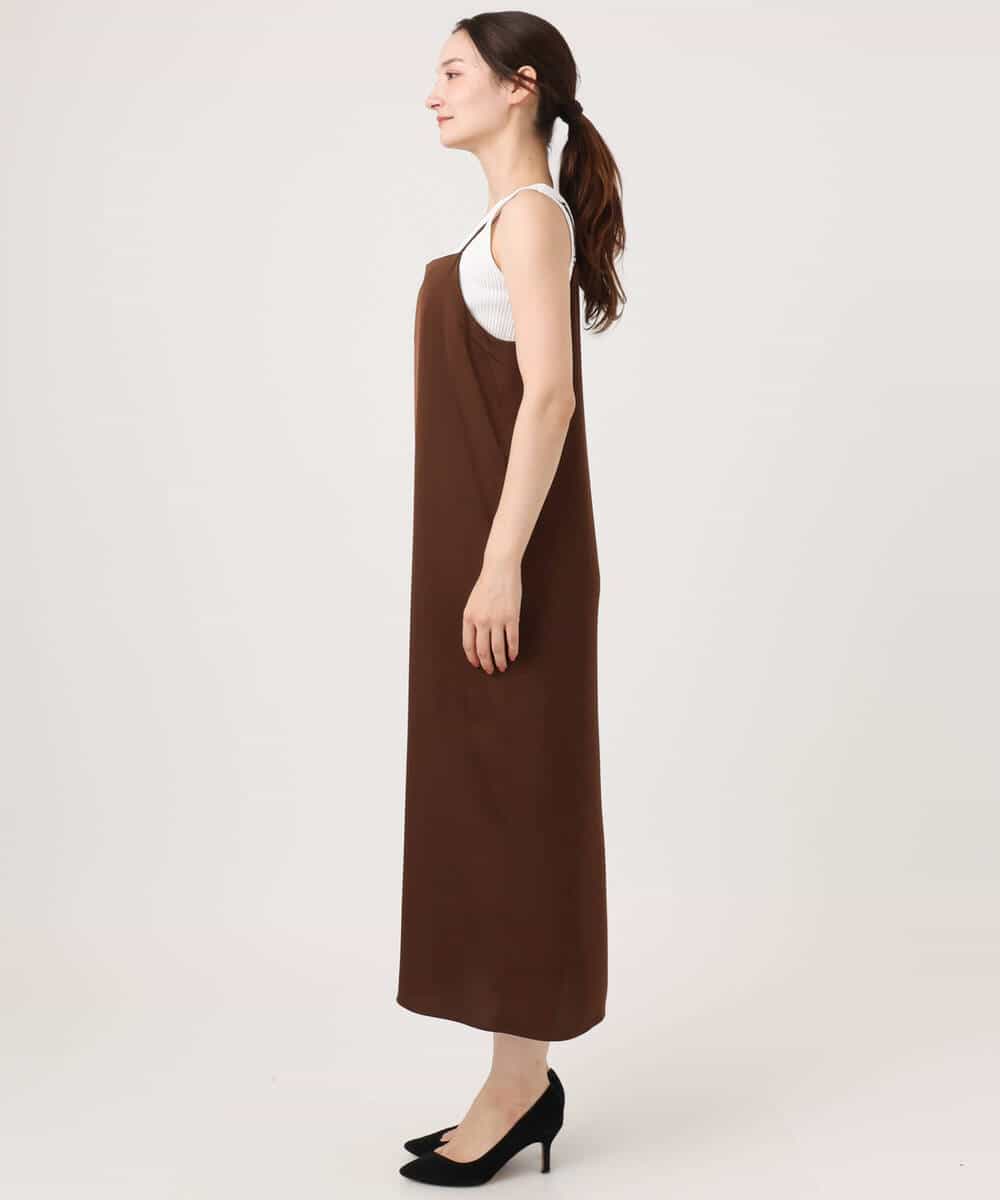 FKEGD37210 MK MICHEL KLEIN(MK ミッシェルクラン) サテンキャミワンピース/洗える ブラウン