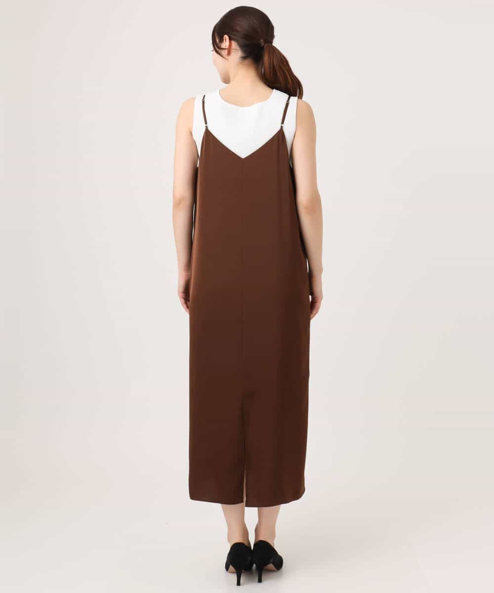 FKEGD37210 MK MICHEL KLEIN(MK ミッシェルクラン) サテンキャミワンピース/洗える ブラウン