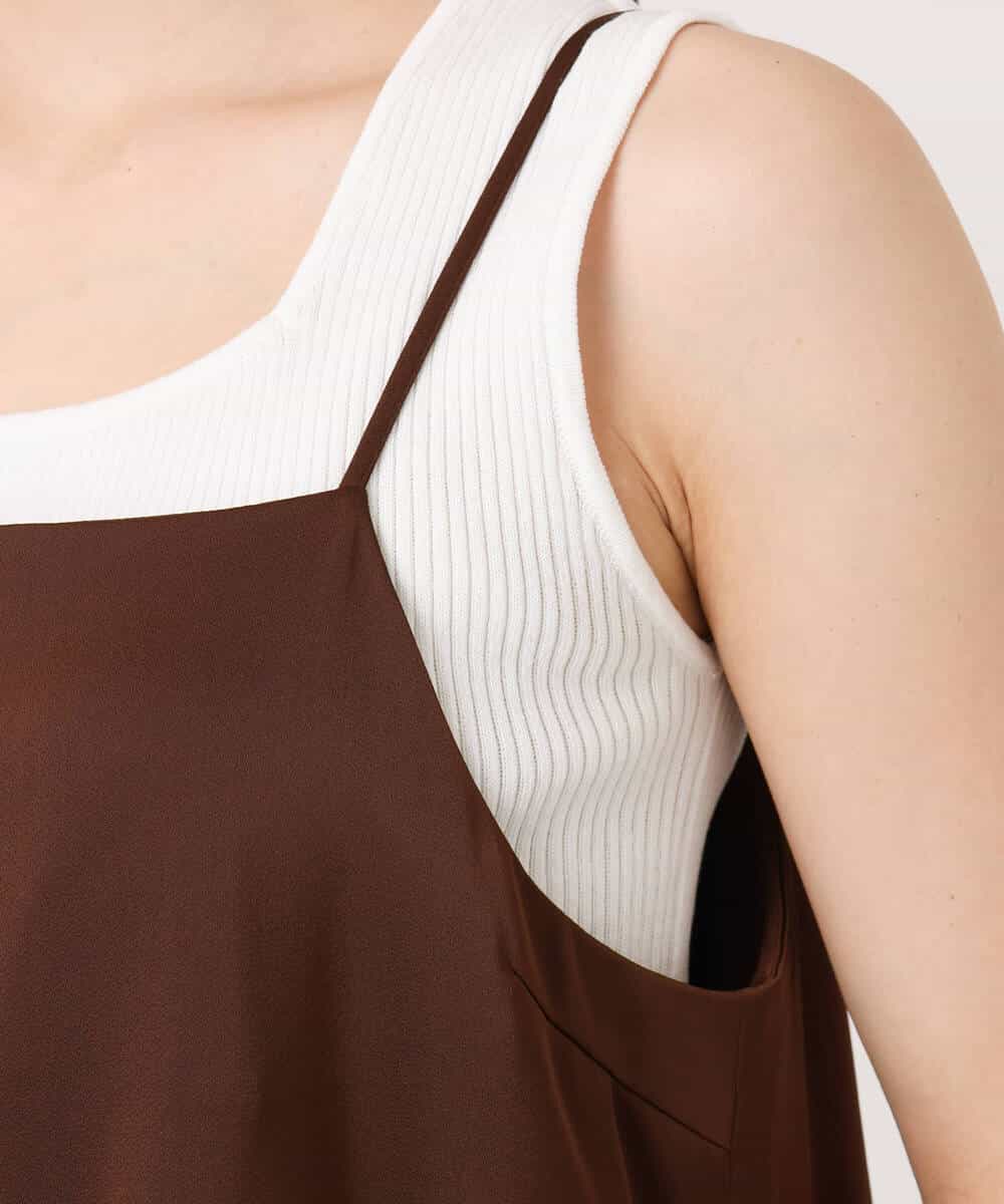 FKEGD37210 MK MICHEL KLEIN(MK ミッシェルクラン) サテンキャミワンピース/洗える ブラウン