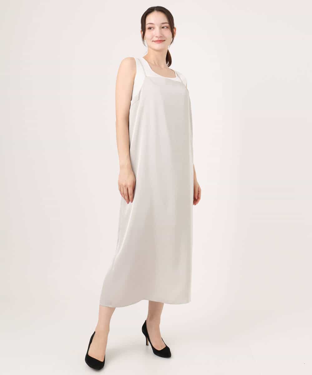 FKEGD37210 MK MICHEL KLEIN(MK ミッシェルクラン) サテンキャミワンピース/洗える ブラウン