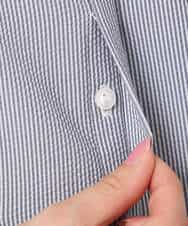 FKEGD38210 MK MICHEL KLEIN(MK ミッシェルクラン) サッカーストライプ ウエストタックワンピース/洗える ネイビー