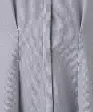 FKEGD38210 MK MICHEL KLEIN(MK ミッシェルクラン) サッカーストライプ ウエストタックワンピース/洗える ネイビー