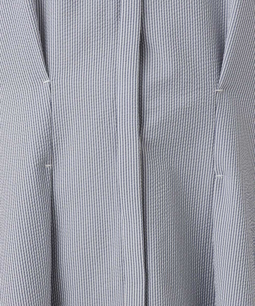 FKEGD38210 MK MICHEL KLEIN(MK ミッシェルクラン) サッカーストライプ ウエストタックワンピース/洗える ネイビー