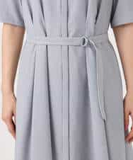 FKEGD38210 MK MICHEL KLEIN(MK ミッシェルクラン) サッカーストライプ ウエストタックワンピース/洗える ネイビー