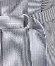 FKEGD38210 MK MICHEL KLEIN(MK ミッシェルクラン) サッカーストライプ ウエストタックワンピース/洗える ネイビー