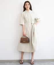 FKEGD40220 MK MICHEL KLEIN(MK ミッシェルクラン) ハーフスリーブ シャツワンピース/UVカット/洗える ベージュ