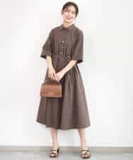 FKEGD40220 MK MICHEL KLEIN(MK ミッシェルクラン) ハーフスリーブ シャツワンピース/UVカット/洗える ベージュ