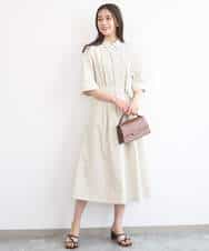 FKEGD40220 MK MICHEL KLEIN(MK ミッシェルクラン) ハーフスリーブ シャツワンピース/UVカット/洗える ベージュ