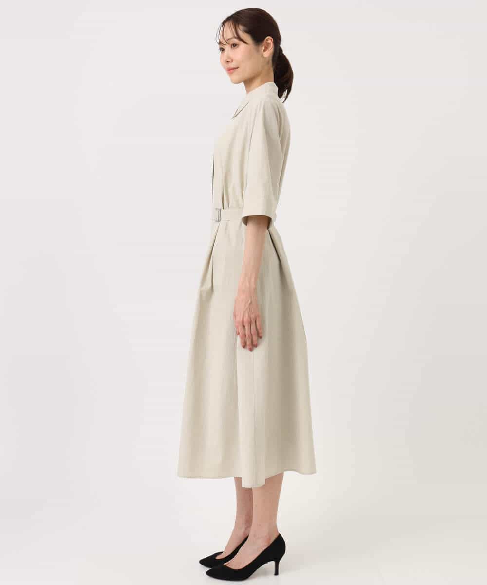 FKEGD40220 MK MICHEL KLEIN(MK ミッシェルクラン) ハーフスリーブ シャツワンピース/UVカット/洗える ベージュ