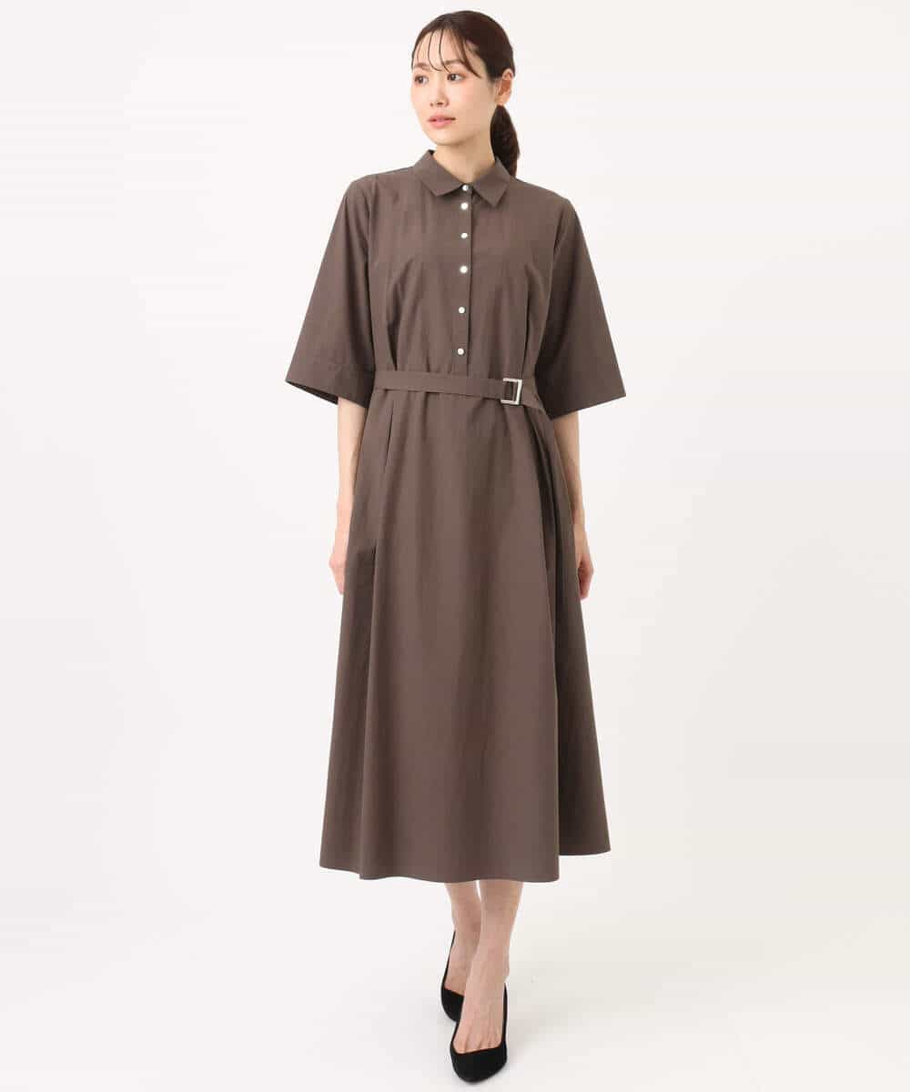 FKEGD40220 MK MICHEL KLEIN(MK ミッシェルクラン) ハーフスリーブ シャツワンピース/UVカット/洗える ベージュ