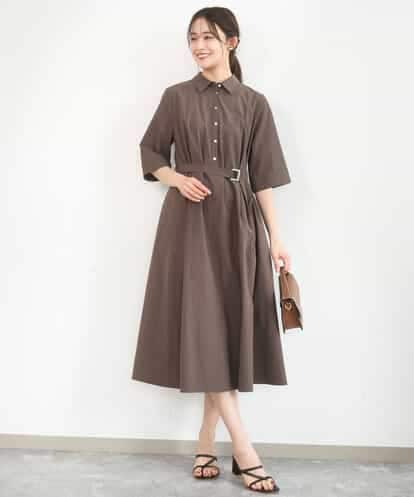 FKEGD40220 MK MICHEL KLEIN ハーフスリーブ シャツワンピース/UVカット/洗える