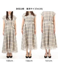 FKEGD46230 MK MICHEL KLEIN(MK ミッシェルクラン) [洗える]オーガンジーチェック柄フレアシルエットワンピース ベージュ