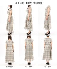 FKEGD46230 MK MICHEL KLEIN(MK ミッシェルクラン) [洗える]オーガンジーチェック柄フレアシルエットワンピース ベージュ