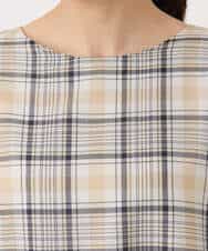 FKEGD46230 MK MICHEL KLEIN(MK ミッシェルクラン) オーガンジーチェック柄フレアシルエットワンピース/洗える ベージュ