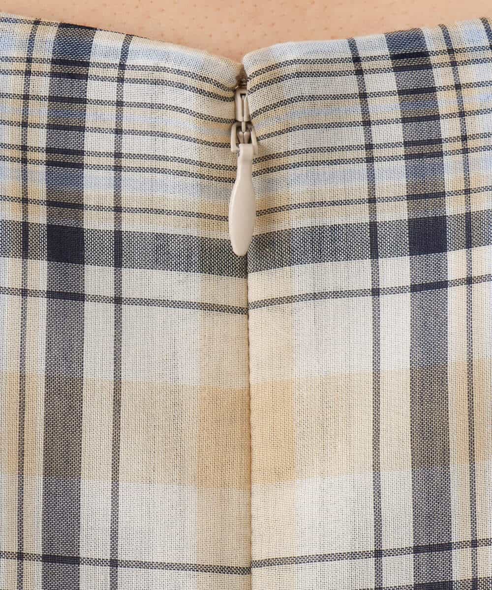 FKEGD46230 MK MICHEL KLEIN(MK ミッシェルクラン) オーガンジーチェック柄フレアシルエットワンピース/洗える ベージュ