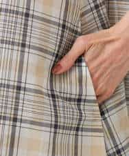 FKEGD46230 MK MICHEL KLEIN(MK ミッシェルクラン) オーガンジーチェック柄フレアシルエットワンピース/洗える ベージュ