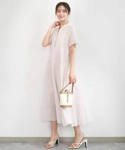 FKEGD47240 MK MICHEL KLEIN サッカー調ウエスト切り替えワンピース/洗える