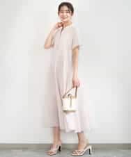 FKEGD47240 MK MICHEL KLEIN(MK ミッシェルクラン) サッカー調ウエスト切り替えワンピース/洗える ライトピンク