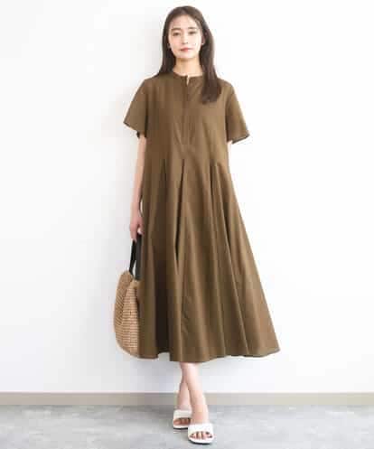 FKEGD47240 MK MICHEL KLEIN サッカー調ウエスト切り替えワンピース/洗える