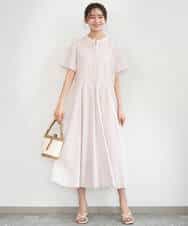 FKEGD47240 MK MICHEL KLEIN(MK ミッシェルクラン) サッカー調ウエスト切り替えワンピース/洗える ブラウン