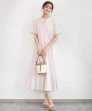 FKEGD47240 MK MICHEL KLEIN(MK ミッシェルクラン) サッカー調ウエスト切り替えワンピース/洗える ブラウン