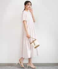 FKEGD47240 MK MICHEL KLEIN(MK ミッシェルクラン) サッカー調ウエスト切り替えワンピース/洗える ブラウン