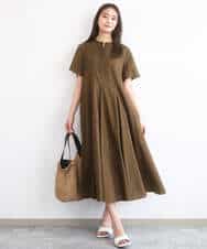 FKEGD47240 MK MICHEL KLEIN(MK ミッシェルクラン) サッカー調ウエスト切り替えワンピース/洗える ブラウン