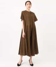 FKEGD47240 MK MICHEL KLEIN(MK ミッシェルクラン) サッカー調ウエスト切り替えワンピース/洗える ブラウン